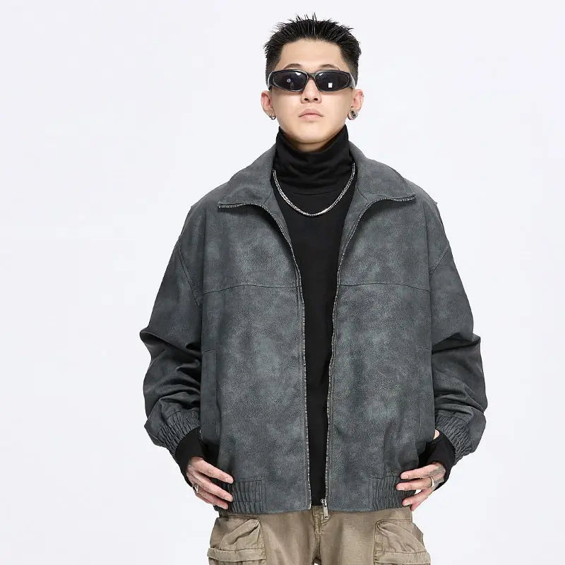 American Retro Stand Collar PU Leather Jacket Men's Autumn And Winter Pre2brand
