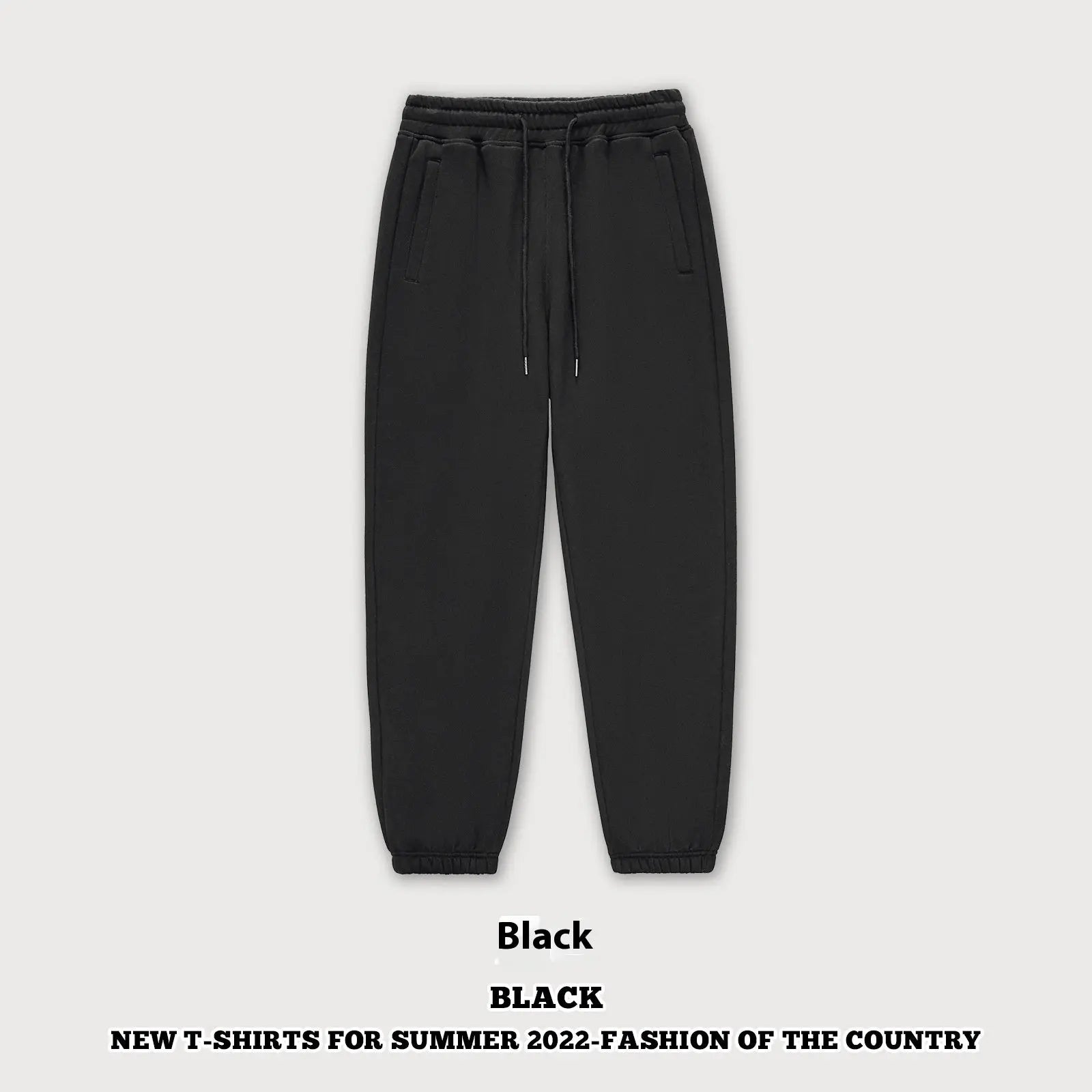Autumn And Winter 350g Fleece Ankle-tied Sweatpants Men Pre2brand Black-2XL