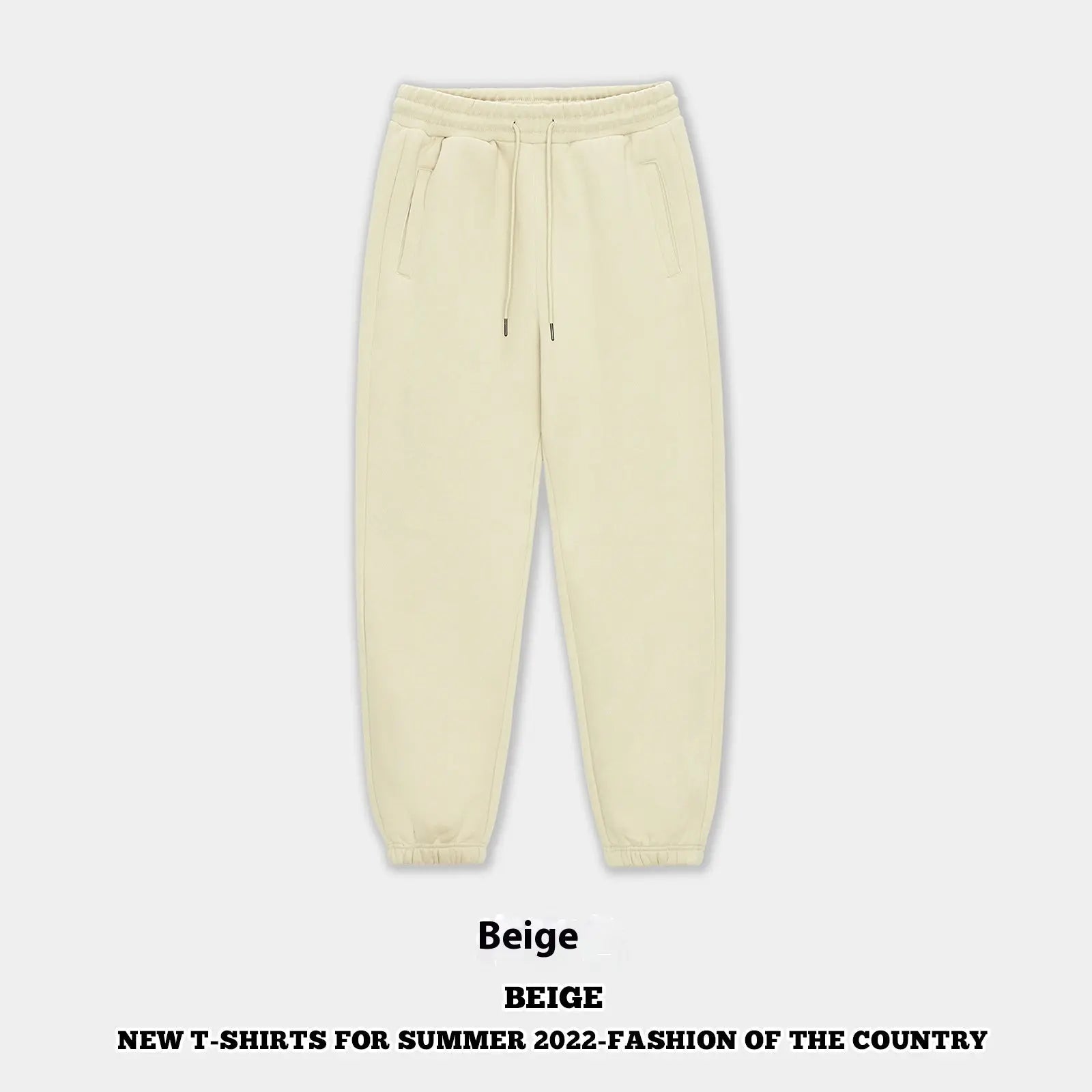 Autumn And Winter 350g Fleece Ankle-tied Sweatpants Men Pre2brand Rice-Coffee-2XL
