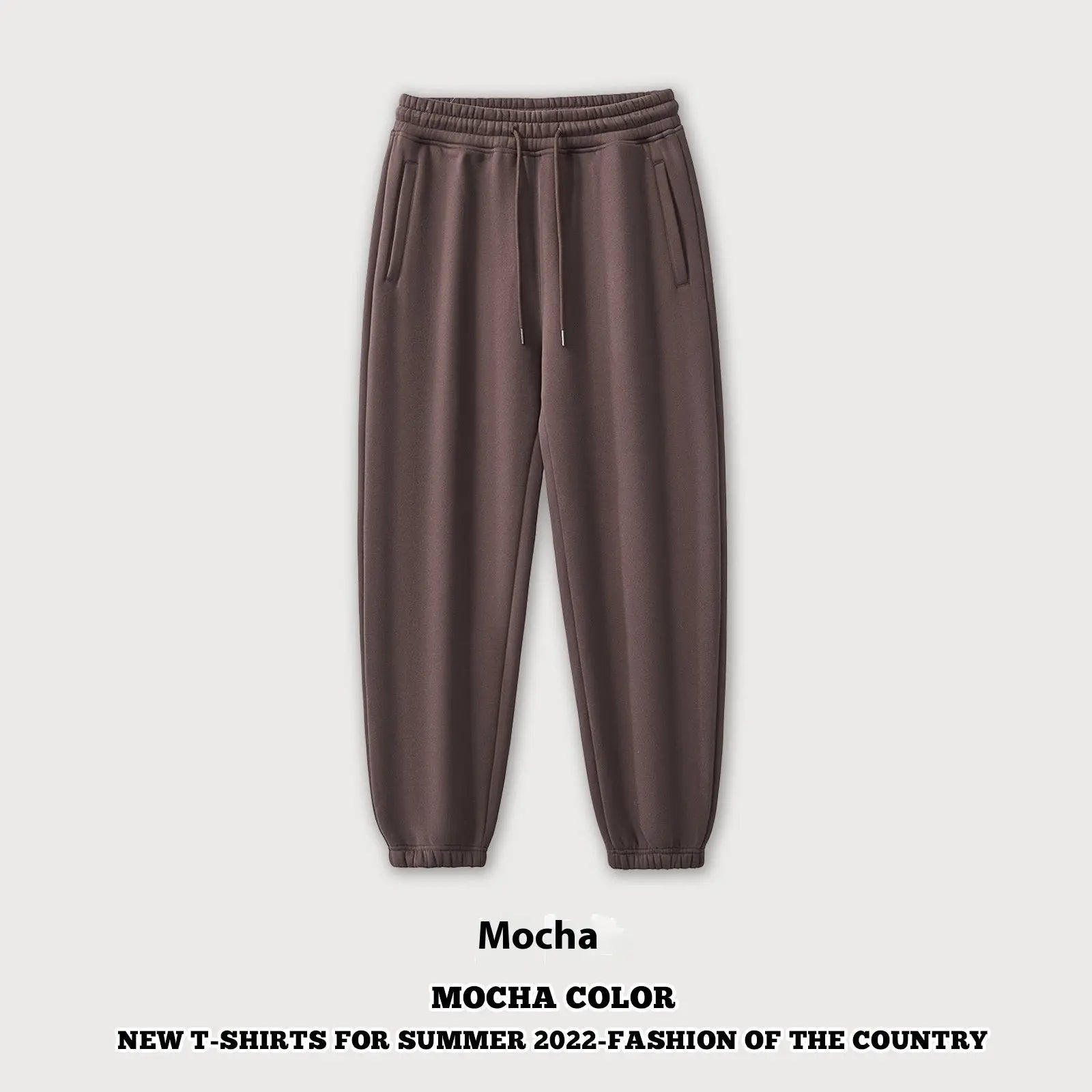 Autumn And Winter 350g Fleece Ankle-tied Sweatpants Men Pre2brand Caramel-Mocha-2XL