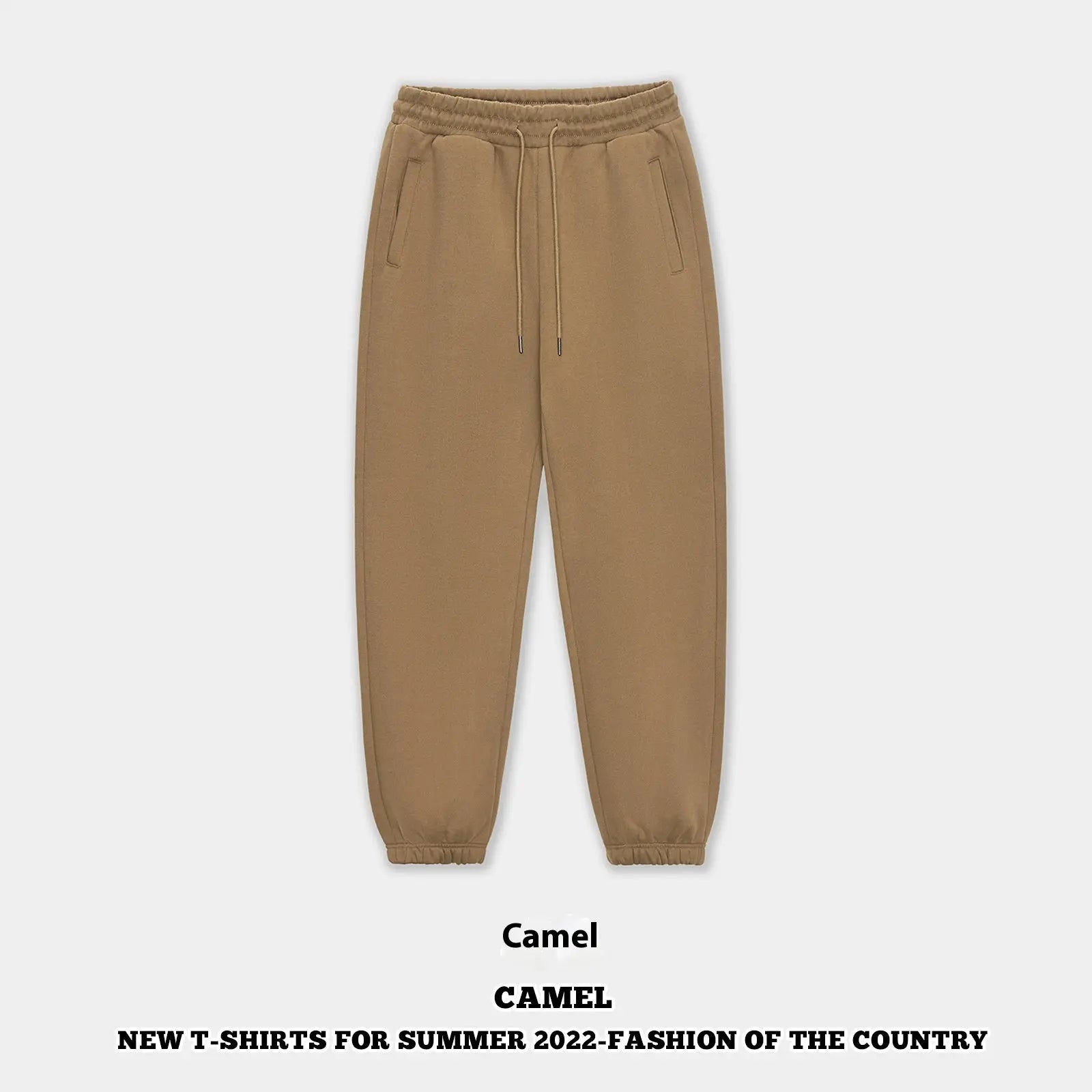 Autumn And Winter 350g Fleece Ankle-tied Sweatpants Men Pre2brand Camel-2XL