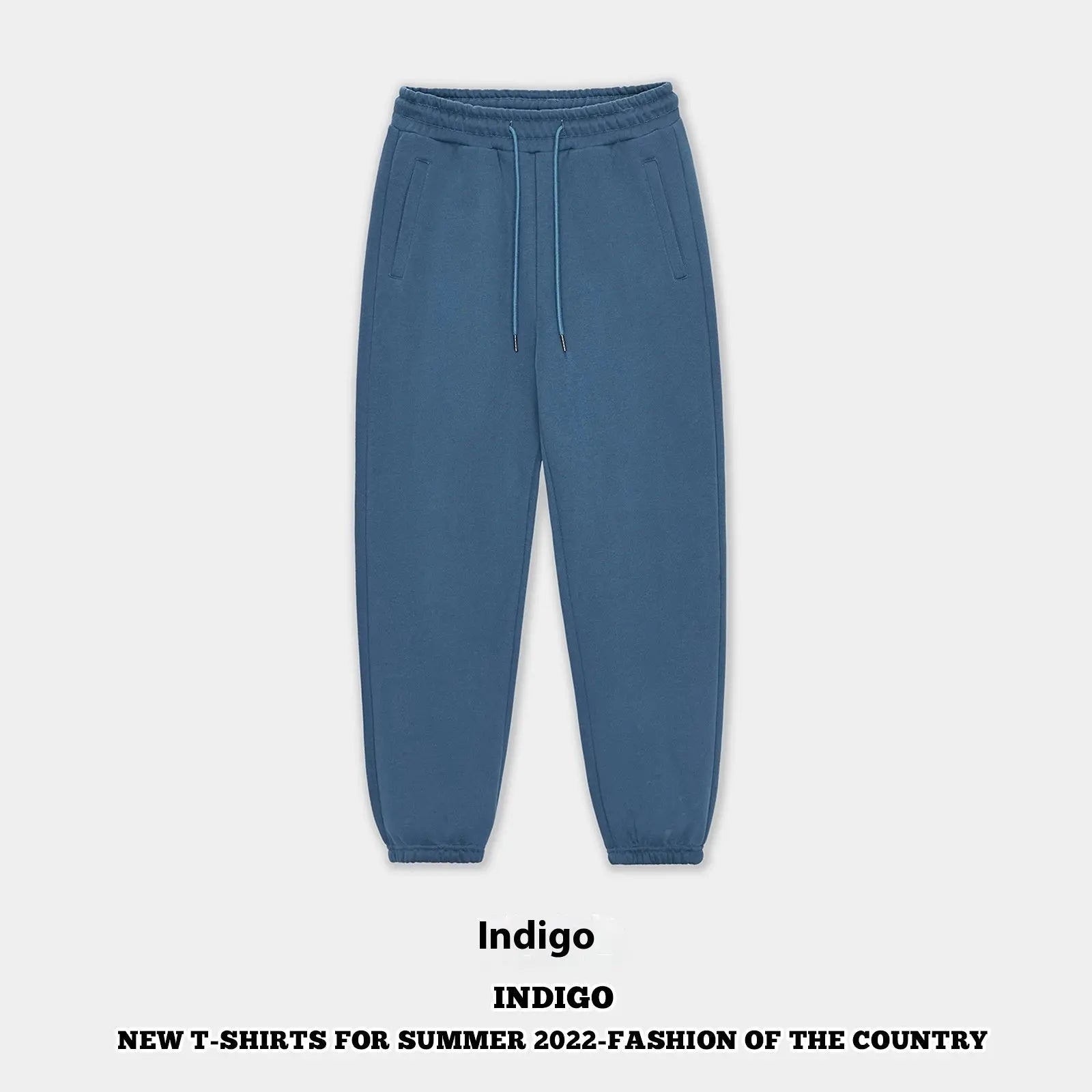 Autumn And Winter 350g Fleece Ankle-tied Sweatpants Men Pre2brand Indigo-Blue-2XL