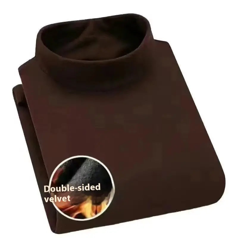Autumn And Winter Half-high Collar Keep Warm Pure Color Inner Wear Men Pre2brand Coffee-XXXXXL