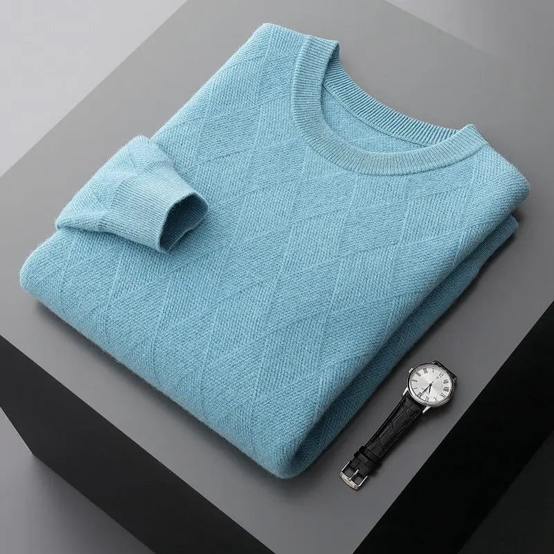 Autumn And Winter Round Neck Woolen Sweater For Men Pre2brand Fresh-Water-Green-XXL