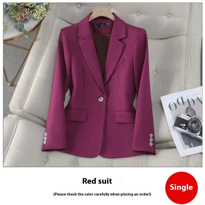 Autumn And Winter Small Suit New Temperament Goddess Style Small Suit Top Pre2brand Red-4XL
