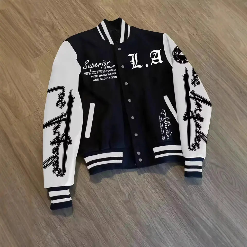 Baseball Uniform Jacket Street Men's Wear Pre2brand Black-XXXL