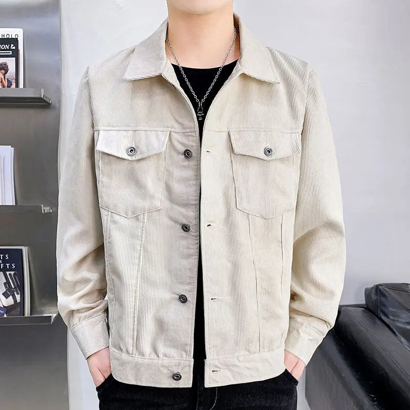 Corduroy Jacket Men's Spring Autumn And Winter Thickened Pre2brand Beige-XXXL