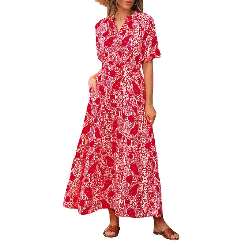 Fashion Pullover Deep V-neck Dress Pre2brand LC6122445P10320-XL