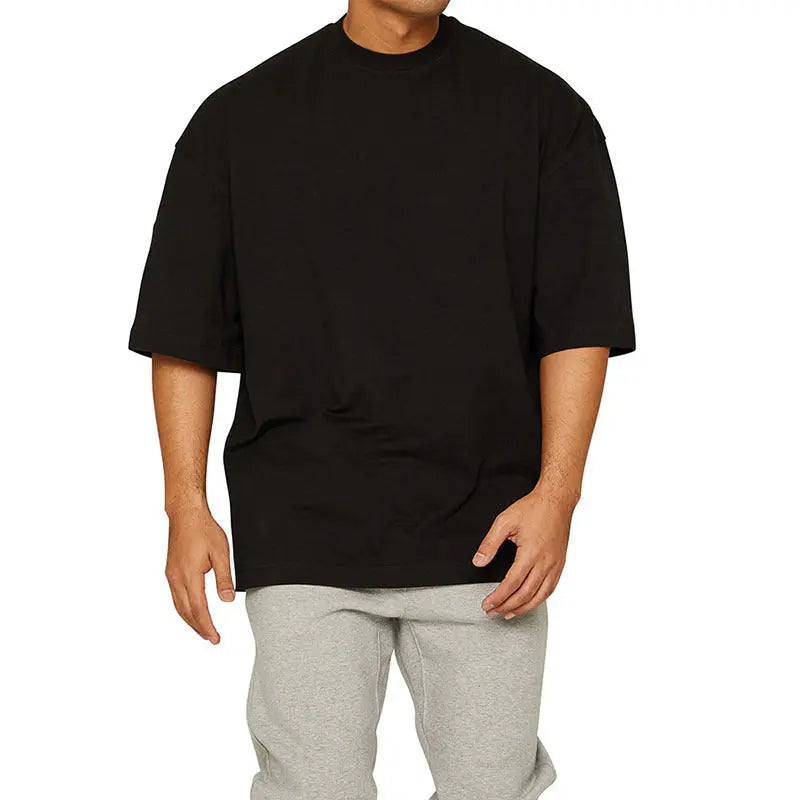 Leisure Running Loose Solid Color Short Sleeve Pre2brand Black-Tabula-Rasa-XXXL