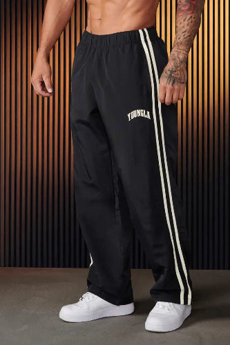 Men's Sports Pants Pairs Of Stitching Printing Leisure Pre2brand Black-XXL