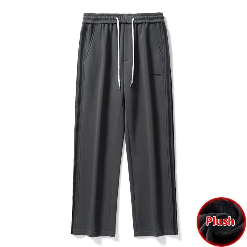 Sports Straight Fleece Padded Pants Men's Winter Pre2brand Dark-Gray-With-Velvet-3XL