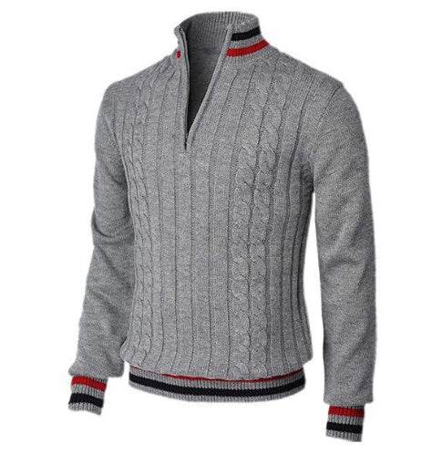 Spring And Autumn New Color Blocked High Necked Knitted Shirt - Pre2brand