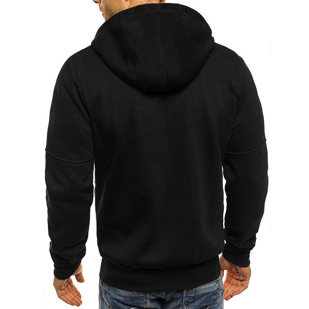 Men's Casual Zipper Hooded Sweater Solid Color Sports Fitness Jackets Cardigan - Pre2brand