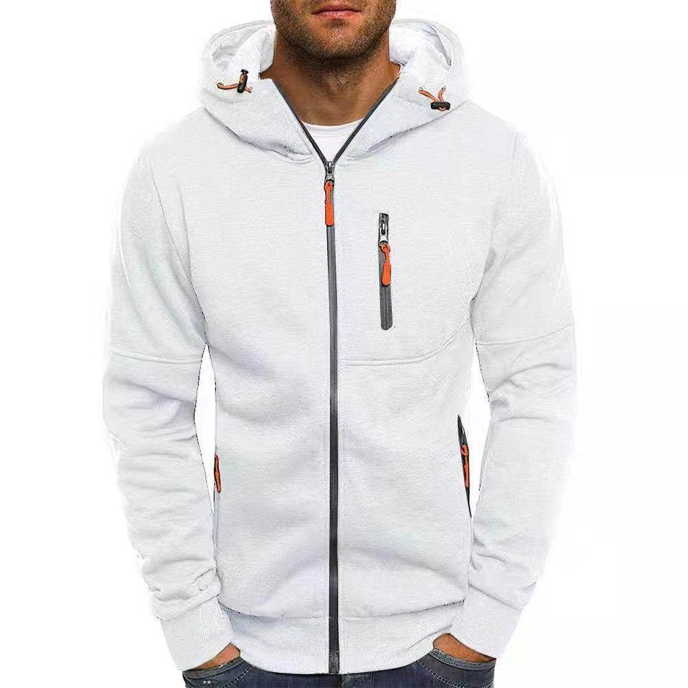 Men's Casual Zipper Hooded Sweater Solid Color Sports Fitness Jackets Cardigan - Pre2brand