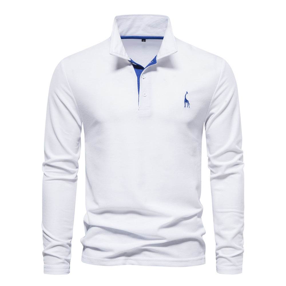 Men's Fashion Casual Polo Collar Deer Embroidered Long Sleeve - Pre2brand