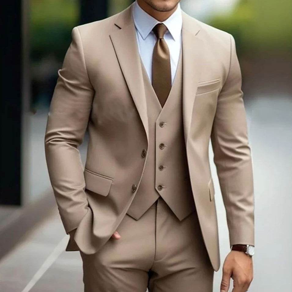 Business Casual Men's Three-piece Suit For Bridegroom Men's Wedding - Pre2brand