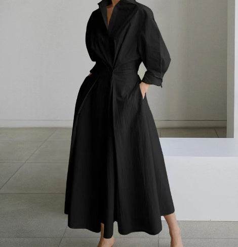 Long-sleeve Blouse Elastic Waist Swing Dress - Pre2brand