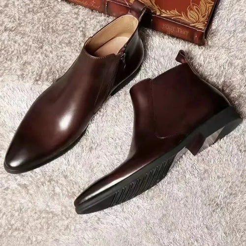 2024 Mens Chelsea Boots Classic Genuine Leather Brown British Style Comfortable Luxury Ankle Casual Business Social Shoes Male - Pre2brand