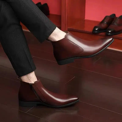 2024 Mens Chelsea Boots Classic Genuine Leather Brown British Style Comfortable Luxury Ankle Casual Business Social Shoes Male - Pre2brand