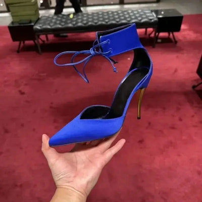"2025 Fashionable Sexy Women's Stiletto Heels, Large Sizes, Strappy Mid-Cut Design, Elegant & Trendy Evening Shoes"  Pre2brand blue-38