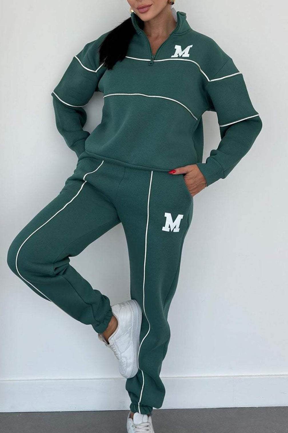 Womens 2 Piece Outfits Lounge Hoodless Pullover Sweatshirt Sweatsuit Sets Sweatshirt Baggy Fashion Sweatpants With Pockets - Pre2brand