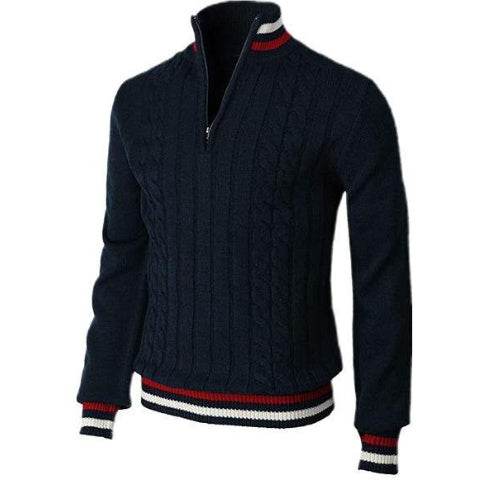 Spring And Autumn New Color Blocked High Necked Knitted Shirt - Pre2brand