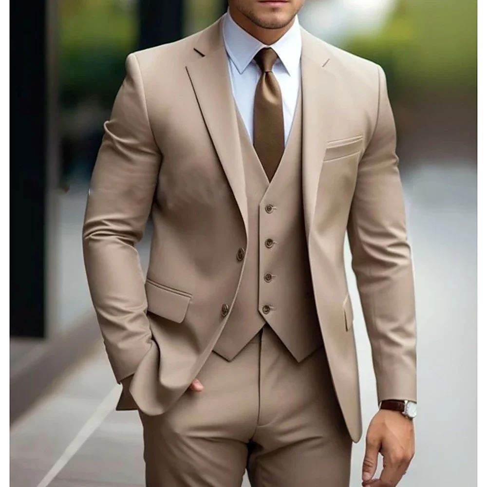 Business Casual Men's Three-piece Suit For Bridegroom Men's Wedding - Pre2brand