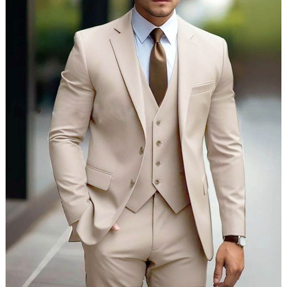 Business Casual Men's Three-piece Suit For Bridegroom Men's Wedding - Pre2brand
