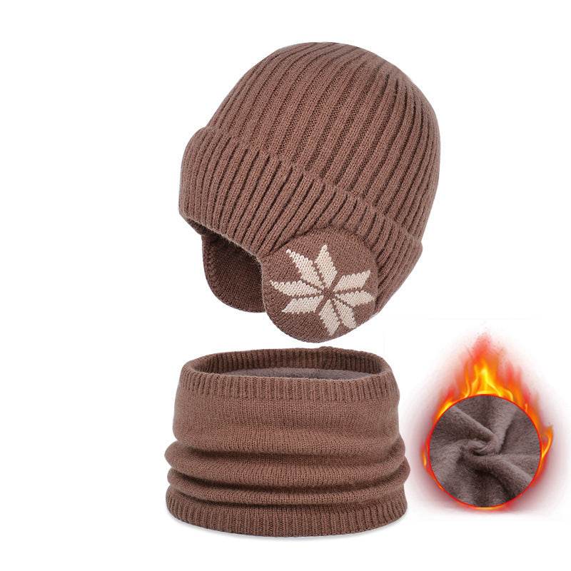 Winter Earflaps Slipover Knitted Woolen Cap Scarf - Pre2brand