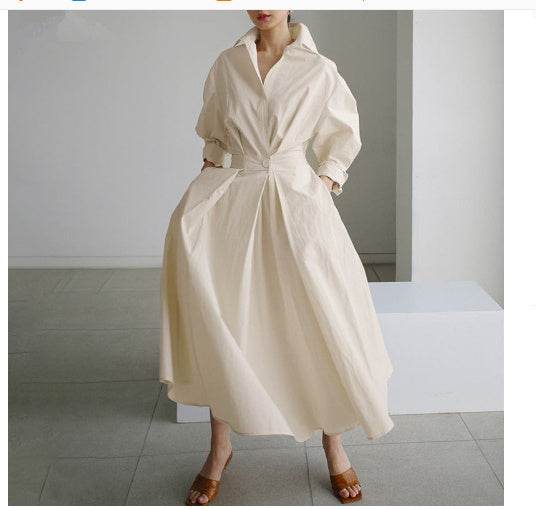Long-sleeve Blouse Elastic Waist Swing Dress - Pre2brand
