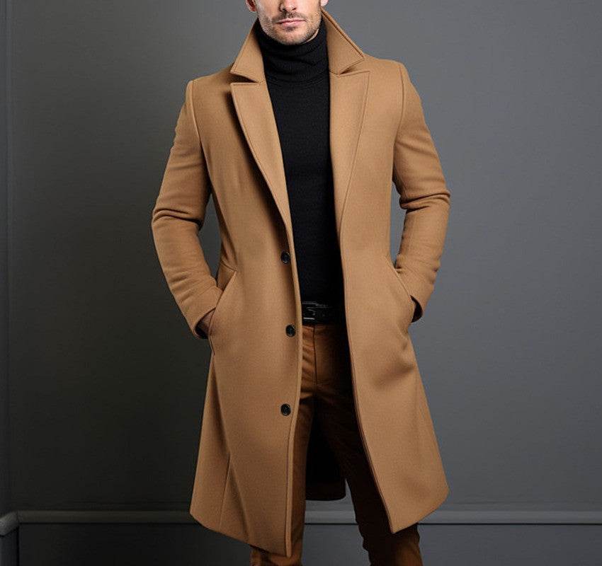Woolen Men's Mid-length Trench Coat - Pre2brand