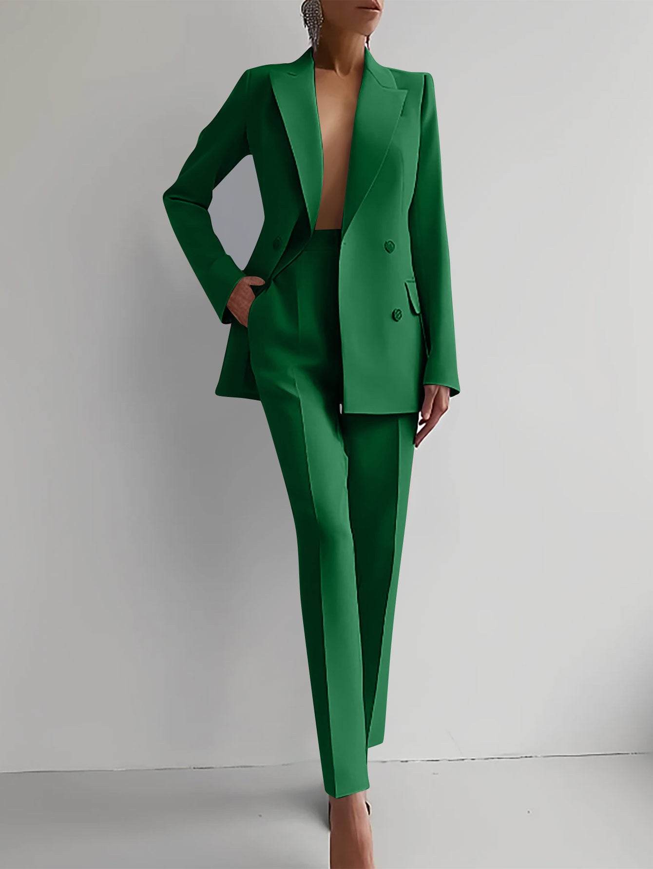 Casual Suits Fashion Long Sleeve Single-breasted Jacket Top And Slim Fit Trousers Women's Business Suits - Pre2brand