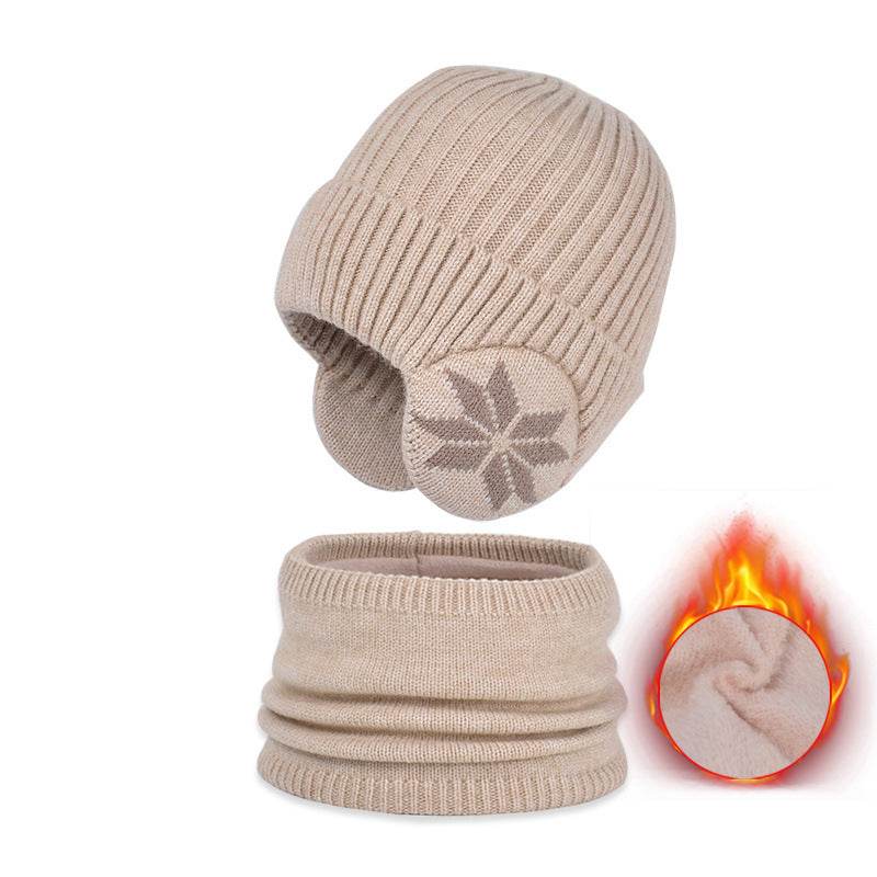 Winter Earflaps Slipover Knitted Woolen Cap Scarf - Pre2brand