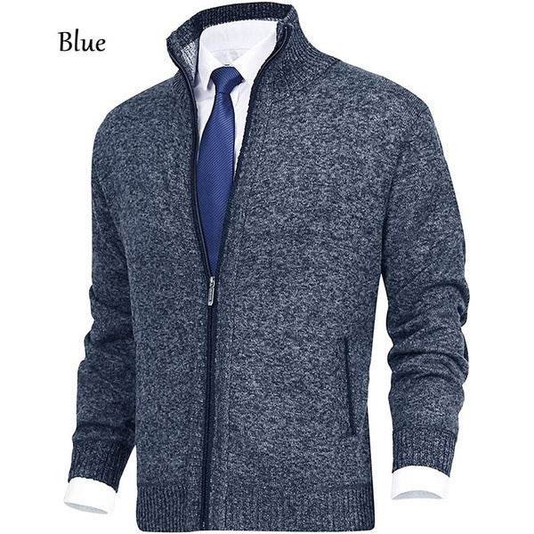 Men's Solid Color Stand Collar Cardigan Sweaters Coat - Pre2brand