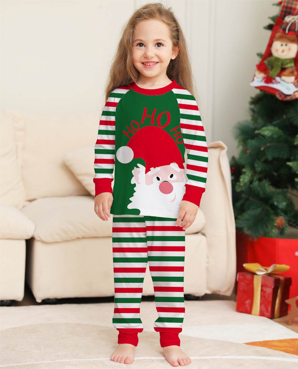 Family Christmas Pajamas Matching Sets Red Stripe Xmas Holiday Sleepwear Jammies Long Sleeve PJs Outfits - Pre2brand