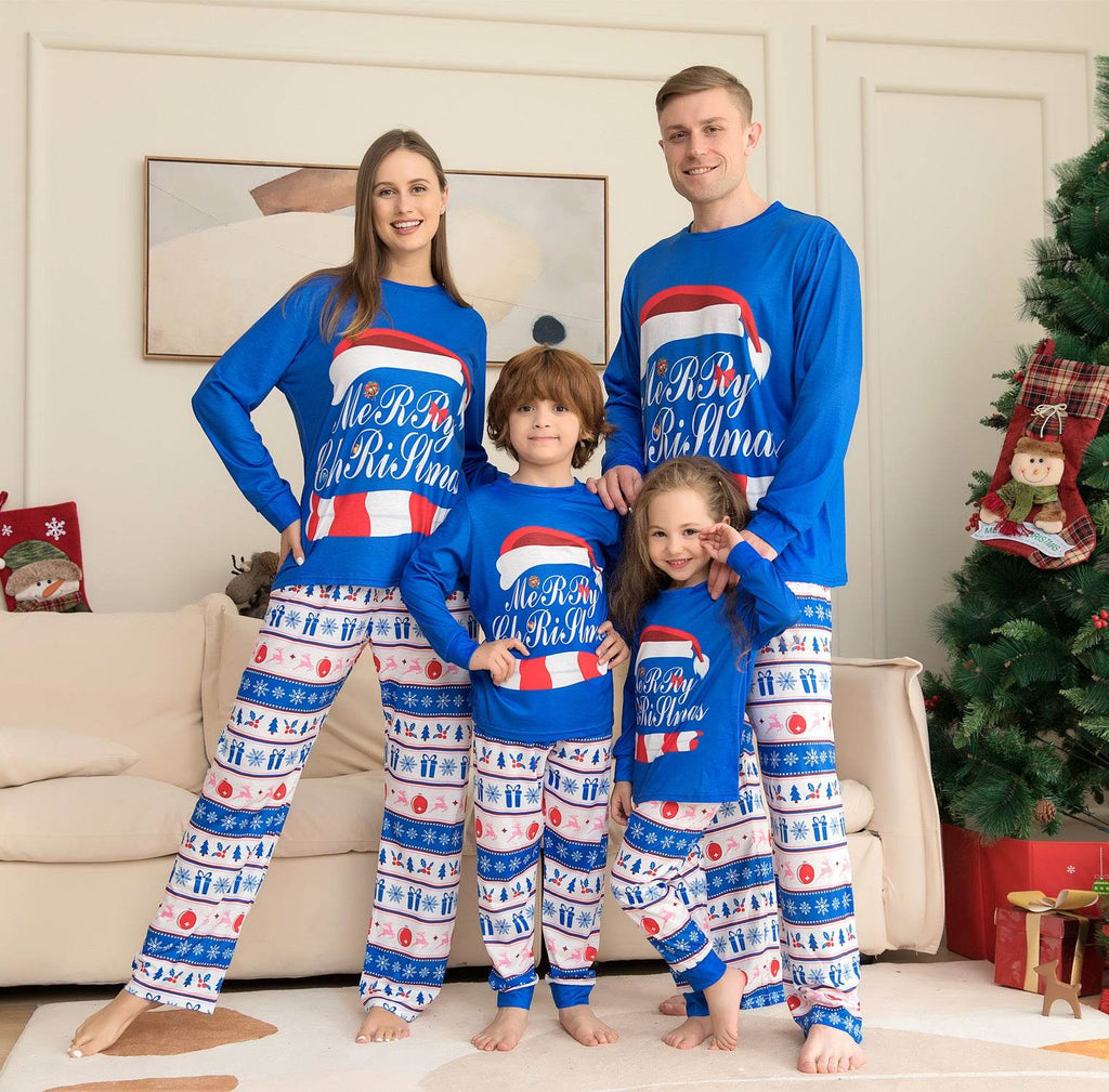 Matching Family Pajamas Sets Christmas PJ's Letter Print Top And Plaid Pants Jammies Sleepwear - Pre2brand