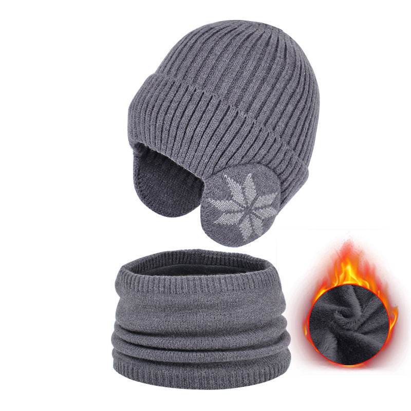 Winter Earflaps Slipover Knitted Woolen Cap Scarf - Pre2brand
