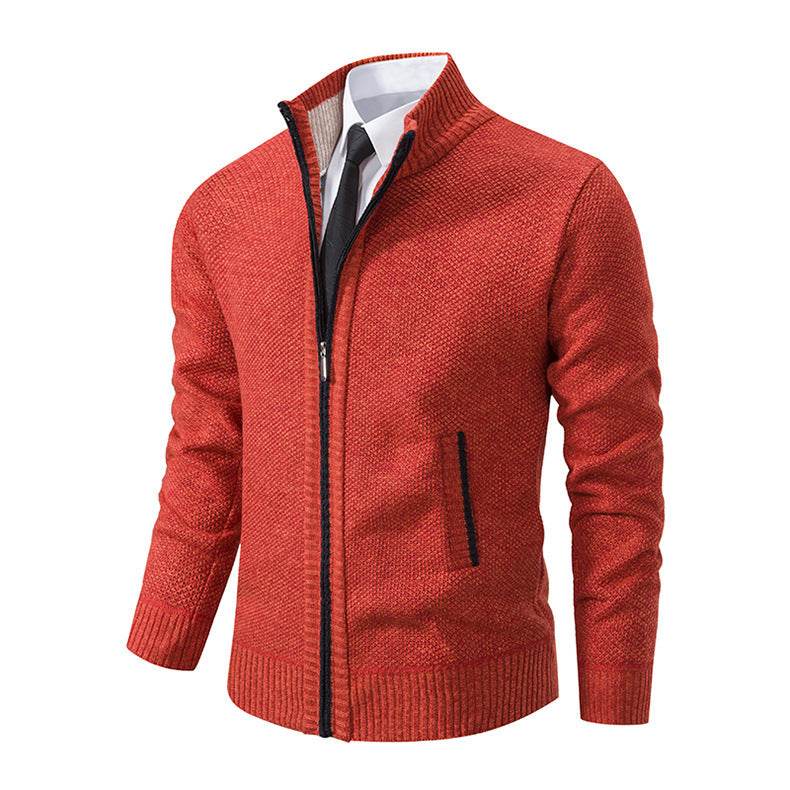 Men's Solid Color Stand Collar Cardigan Sweaters Coat - Pre2brand