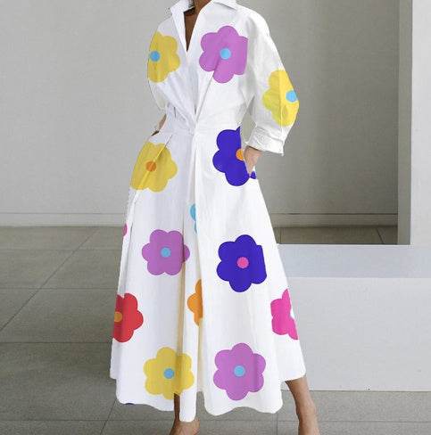 Long-sleeve Blouse Elastic Waist Swing Dress - Pre2brand