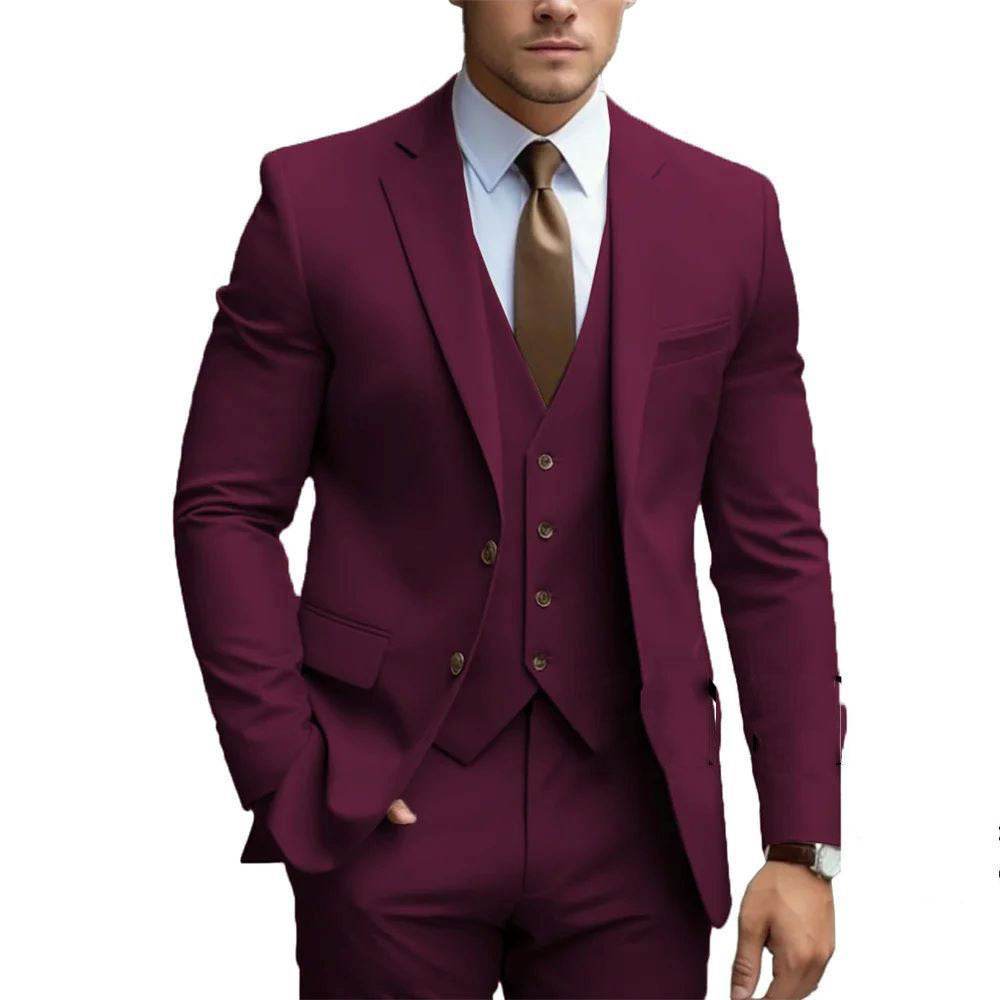 Business Casual Men's Three-piece Suit For Bridegroom Men's Wedding - Pre2brand