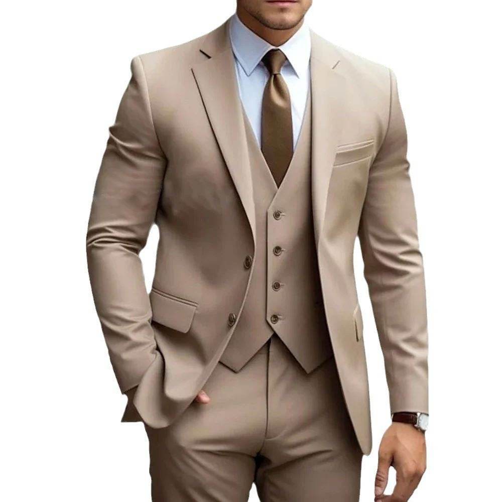 Business Casual Men's Three-piece Suit For Bridegroom Men's Wedding - Pre2brand
