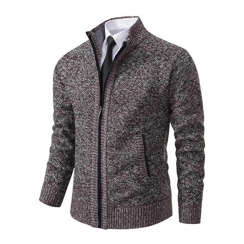 Men's Solid Color Stand Collar Cardigan Sweaters Coat - Pre2brand