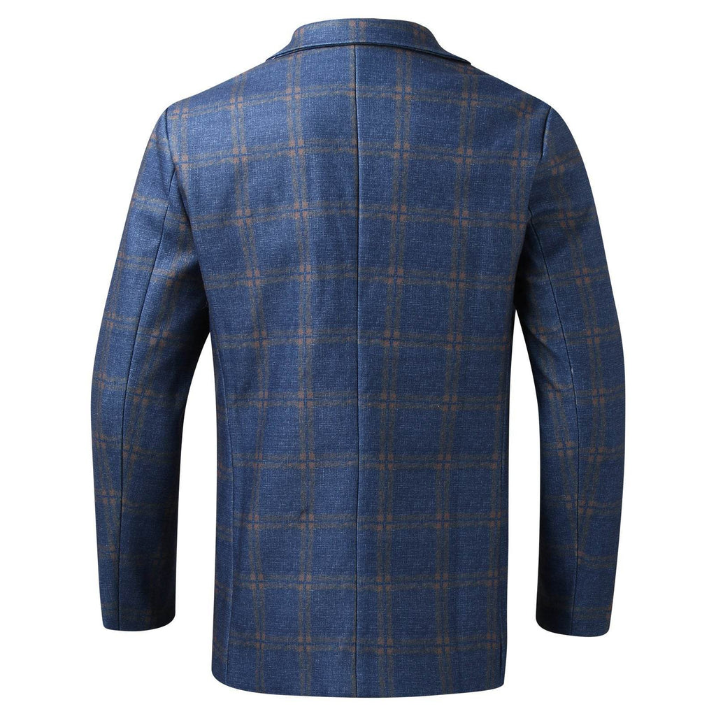 Men's Plaid Lapel Long Sleeve Suit Coat Men's Business Suit - Pre2brand