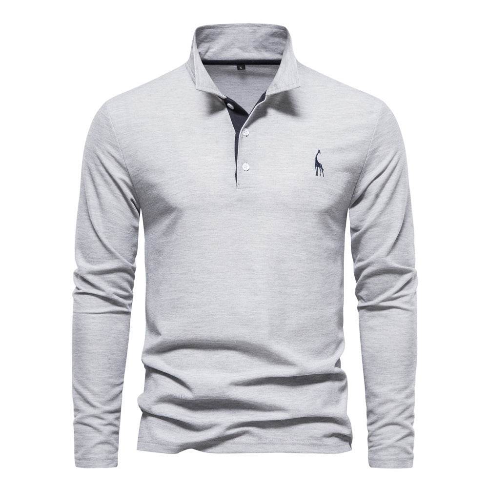 Men's Fashion Casual Polo Collar Deer Embroidered Long Sleeve - Pre2brand