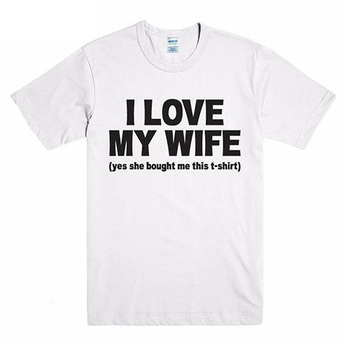 I Love My WIFE Letter Print Couple T-shirt