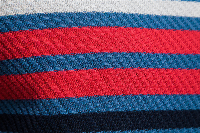 Striped Contrast Color Men's Casual Sweater US Size Personality Trend Knitting Bottoming Shirt