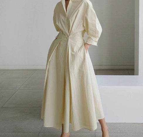 Long-sleeve Blouse Elastic Waist Swing Dress - Pre2brand