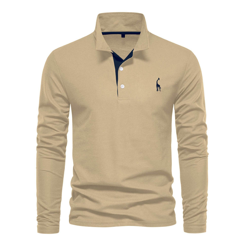 Men's Fashion Casual Polo Collar Deer Embroidered Long Sleeve - Pre2brand