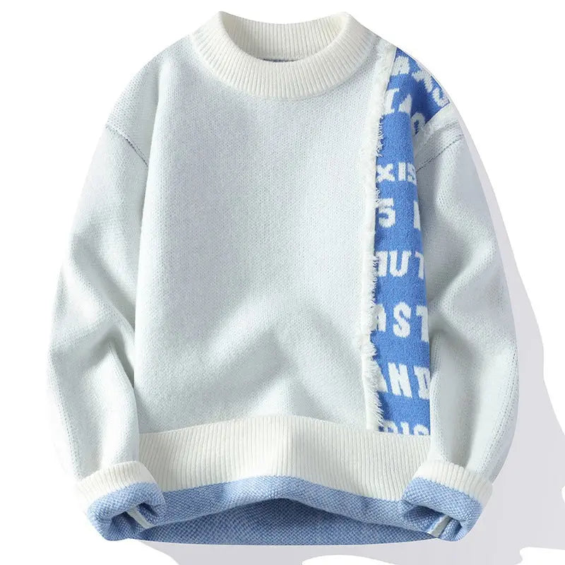 All-match Sweater Men's Winter American Casual  Pre2brand White-4XL