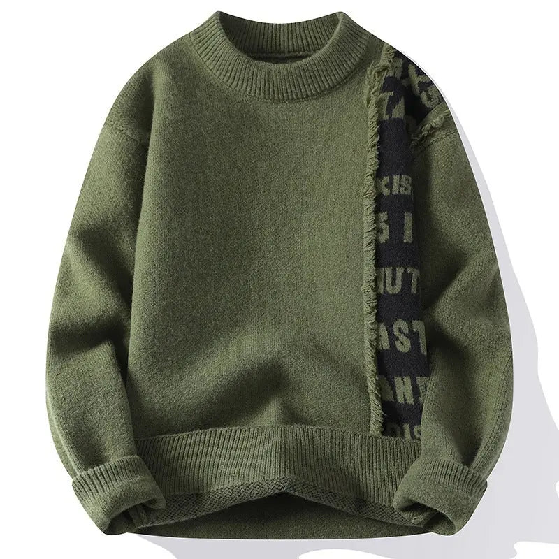 All-match Sweater Men's Winter American Casual  Pre2brand Army-Green-4XL